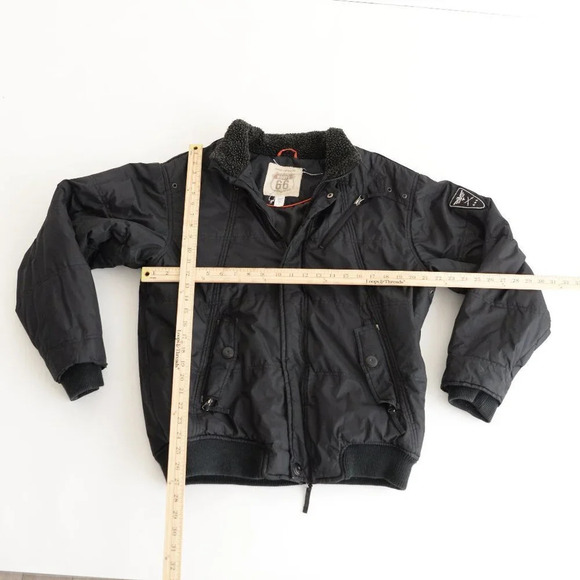 Vintage Route 66 Black Zip Up  Bomber Winter Coat Size Large - Picture 4 of 14
